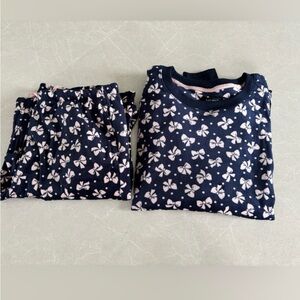 Kate Spade Pajama Set Velvet Blue Pink Bows Size XL  2 Piece NEW NEVER WORN